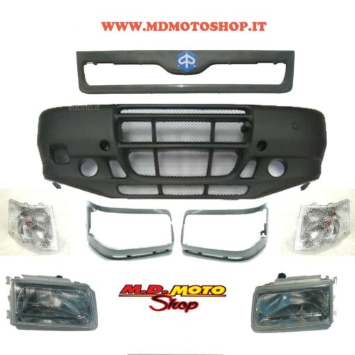PARAURTI ANTERIORE + COPPIA FARI + CORNICI FARI +MASCHERINA CENTRALE + FRECCE PER PIAGGIO PORTER 2001 AL 2008
