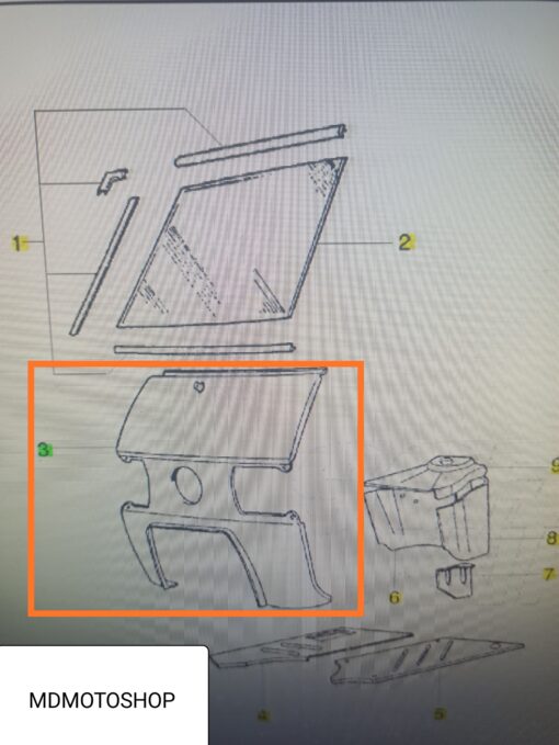 5687695-SCUDO CABINA ANTERIORE PIAGGIO APE TM 703 MANUBRIO