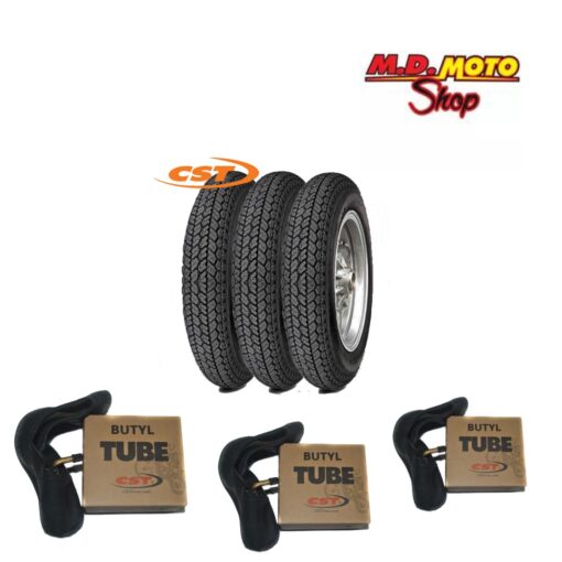 TRE 3 GOMME PNEUMATICI RUOTA 3.50.10+CAMERE D'ARI VESPA PX 125 150 200 PXE