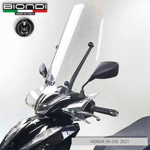 BIONDI PARABREZZA PARAVENTO TRASPARENTE PER STAFFE ORIGINALI HONDA SH 350 2021- - immagine 2