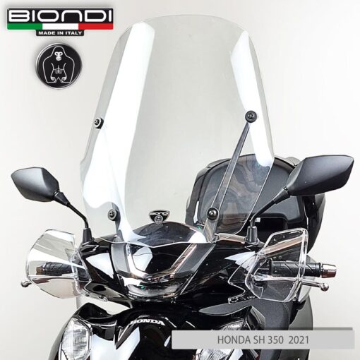 BIONDI PARABREZZA PARAVENTO TRASPARENTE PER STAFFE ORIGINALI HONDA SH 350 2021- - immagine 3