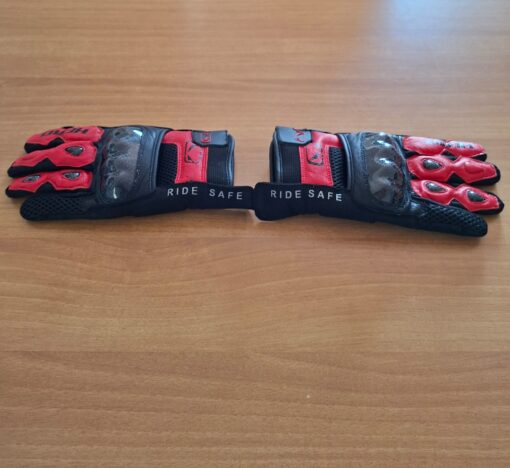 Guanti Moto Sportivi Racing "RIDE SAFE" - Protezioni Rigide Nero/Rosso TAGLIA M-L-XL - immagine 3